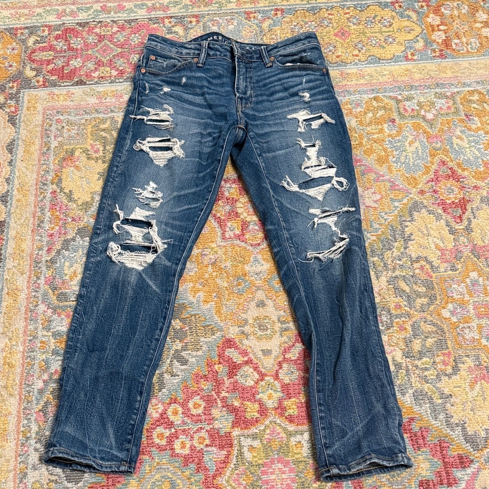 American Eagle Outfitters Ripped Dark Blue Jeans